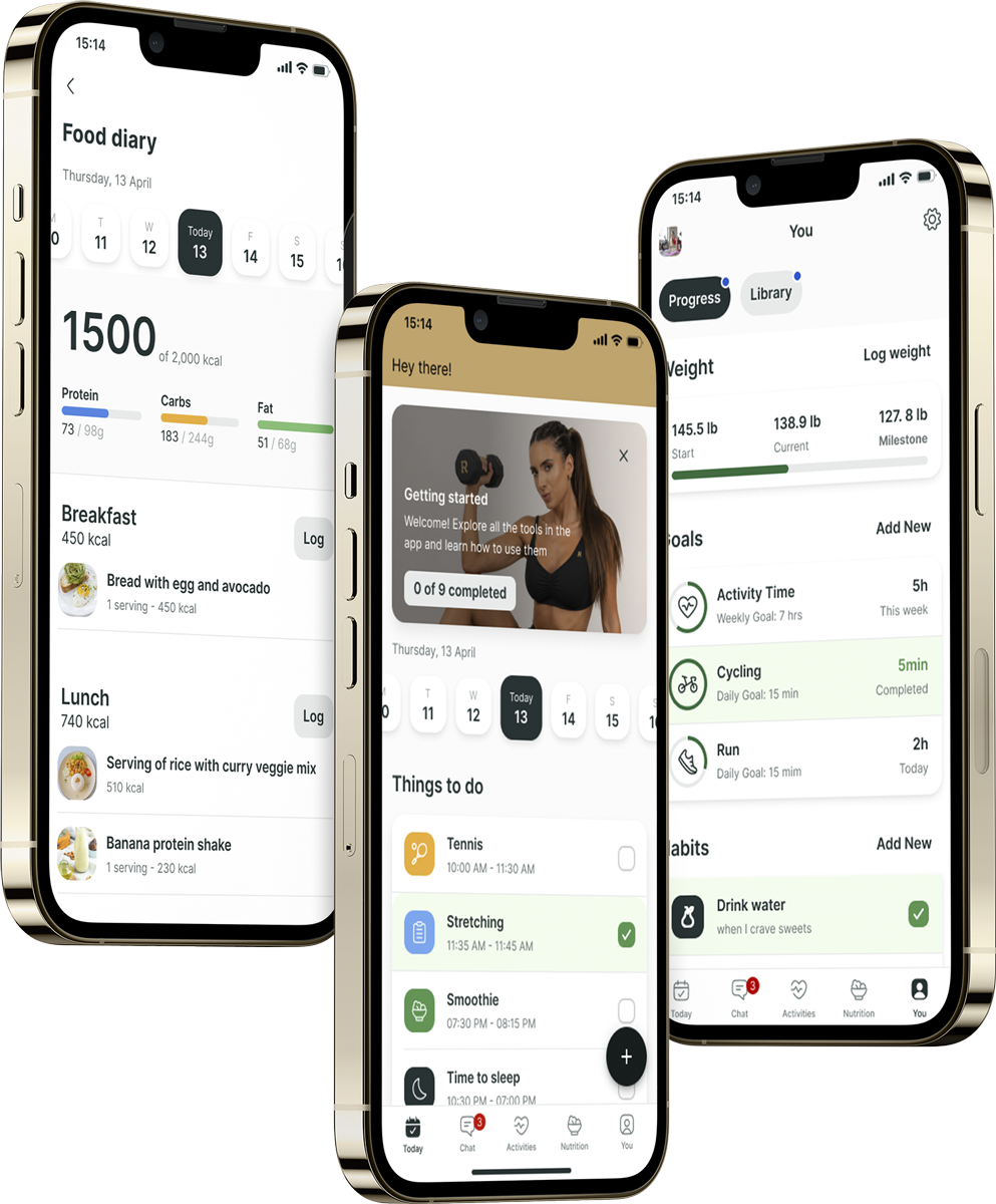 A mockup of the coaching app showcasing the features.